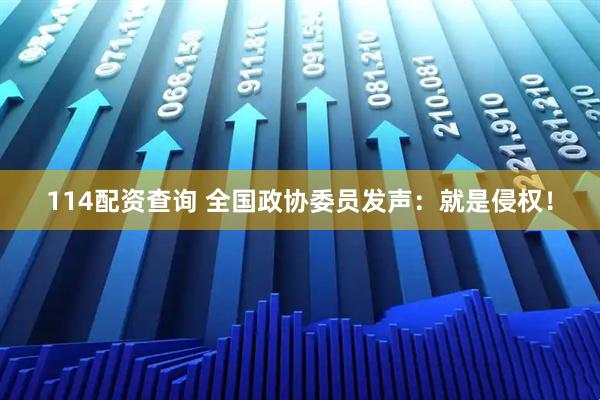 114配资查询 全国政协委员发声：就是侵权！